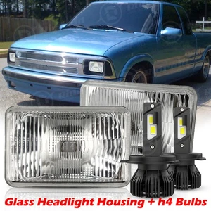 2PCS 4x6" GLASS Lens LED Headlights Hi/Lo Beam For Chevrolet S10 1995 1996 1997 - Picture 1 of 24