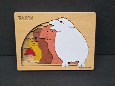 American Puzzle Company Farm Wooden Layered Animals USA made - Image 1 of 4
