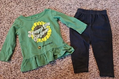 Conjunto de 2 piezas John Deere para niñas talla 12 meses    (bxC) Foto 1 de 3