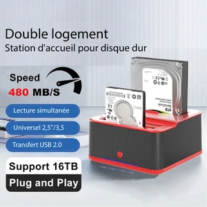 Clonage HDD sans PC : Dock Double Baie Universel, USB 3.0, 16 To, Veille - Picture 1 of 33