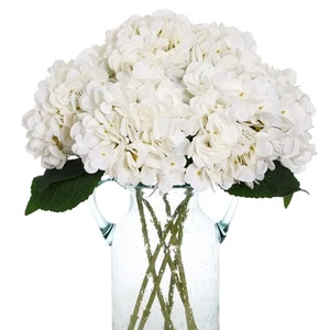 6pcs Fake White Flowers Artificial Silk Hydrangea Flowers Bouquets Faux Hydra... - Picture 1 of 7
