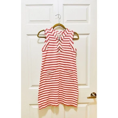Vestido para mujer Kate Spade sin mangas talla XS a rayas naranja blanco Foto 1 de 4
