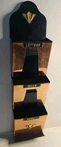 Copper Metal Tin 3 Slot Mail Letter Bills Keys Holder Wall Hanging Distressed - Picture 1 of 9