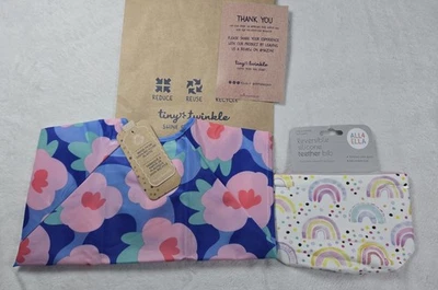 Juego de babero Tiny Twinkle All 4 Ella para niña de 6 a 24 meses impermeable rosa y azul Foto 1 de 4