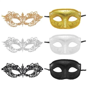 Masquerade Masks for Couple Couple Venetian Woman Lace and Men PP Masques - Picture 1 of 10