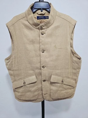POLO RALPH LAUREN Herringbone linen blend padded vest Size: XXL Beige Men - Image 1 of 4