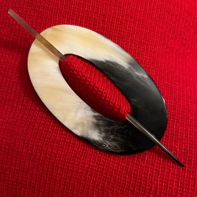 Peruvian Soul Shawl Handcrafted Horn Toggle Pin Brooch Scarf for Knitted Garment - Image 1 of 3