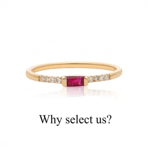 14k Gold Diamond Ruby/Pink Tourmaline Stackable Band Ring-Ruby July Birthstone - Picture 1 of 15