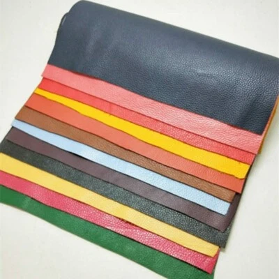 Real Genuine Leather Fabric First Layer Cowhide Scrap Material Hide Cut Blue DIY - Image 1 of 4