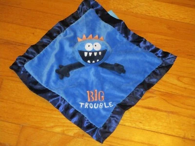 Lightning Bug Baby "BIG TROUBLE" 蓝色怪物安全毯/Lovey — 第 1/4 张图片