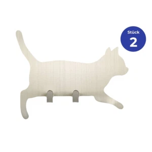 Wandhaken Kleiderbügel mit zwei Haken  Edelstahl  Katze Maximex Anhänger 2er Set - Bild 1 von 4