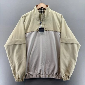 Burberry Golf Jacket Mens Medium Windbreaker Beige 1/4 Zip Nova Check NEW W TAGS - Picture 1 of 16