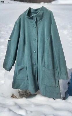 Abrigo WOMEN WITHIN Talla 34W Línea A Polar Abotonado Forrado Verde Teal Foto 1 de 4