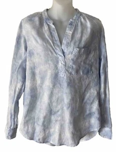 GAP Shirt Womens Large Light Blue 100% Linen Tie Dye 1 Pocket Tunic Classic SZ S - Picture 1 of 6