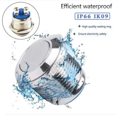 MARKENLOS 12V 16mm Metall Wasserdicht Drucktaster Momentan Ein/Aus Hupenschalter Messing