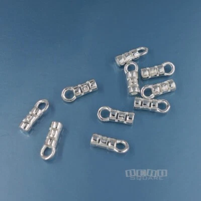 10 conectores de extremo de cable de crimpado de plata esterlina maciza se ajustan a cable de hasta 1,4 mm #33426 Foto 1 de 3