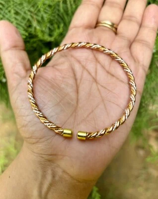 1Pc Pure Copper Brass Silver Healing Bangle, Cuff, Bracelet, Jewelry, Spiritual - Image 1 of 4