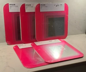 IKEA HYLKJE Wall Mirror Neon Pink 30x30 cm Adhesive Peel & Stick Pop Art Mod NEW - Picture 1 of 17