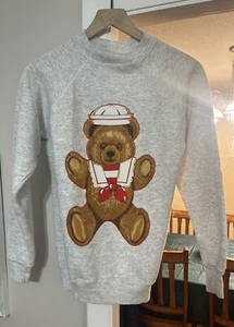 Sudadera patriótica vintage Hanes Her Way para mujer Bear años 90 mediana puntada única? - Imagen 1 de 7