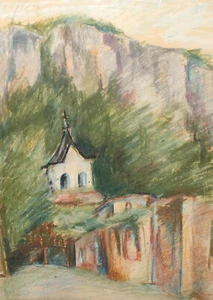 Vintage realist pastel painting landscape - Picture 1 of 12