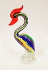 New Murano Style Multi Color Egret,Haron Art Glass+Clear Figurine,Paper Weigt