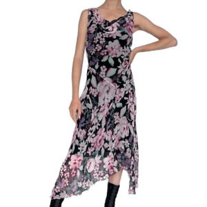 Signature By Robbie Bee Asymmetrical Fairy Dress Silk Sequins Floral Womens 18W