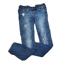 Hollister Skinny Jeans Size 1S 25x31 (25x28.5) Dark Wash Blue Distressed Stretch