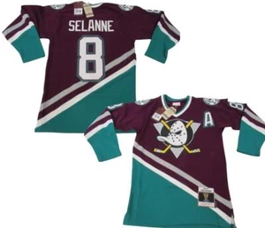 New 1996-97 Teemu Selanne #8 Anaheim Ducks Men Mitchell & Ness Jersey $200 - Picture 1 of 10