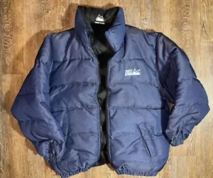 Men's First Down Sz Medium Black/Blue Nylon Reversible Puffer Duck Down Jacket - Picture 1 of 7