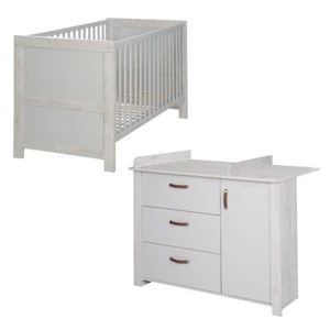 Roba Zimmerset Mila Baby-/ Kinderbett 70x140cm & Wickelkommode grau/weiß TOP - Bild 1 von 12