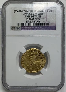 1590-97 (ND) GOLD NETHERLAND DUCAT ZWOLLE FR210 NGC  FINE DETAILS - Picture 1 of 3