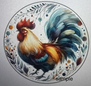 30 WHIMSICAL ROOSTER CHICKEN ENVELOPE LABELS STICKERS SEALS 1.5" ROUND - Picture 1 of 1