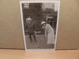 Oscar Asche y Lily Brayton tocando Croquet 1910 foto real postal - Imagen 1 de 1