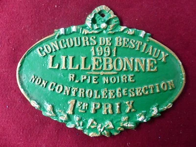 PLAQUE DE CONCOURS AGRICOLE  1991 / lillebonne  / 1° prix - Photo 1/2