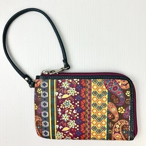 New Fossil Genuine Leather Wristlet Wallet Purse Paisley Floral Zip Around NWOT - Picture 1 of 10