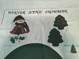 Winter Scene Snowman Fabric Panel - Picture 1 of 5