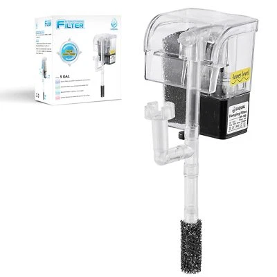 LAQUAL 5 Gallon Aquarium Filter with Surface Skimmer Small Quiet Fish Tank Fi