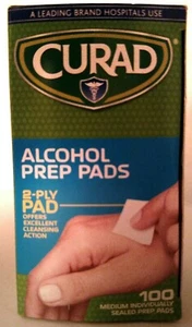 Curad Alcohol Prep 2 Ply Sterile Pads, Individually Sealed Lot of 3. - Picture 1 of 6