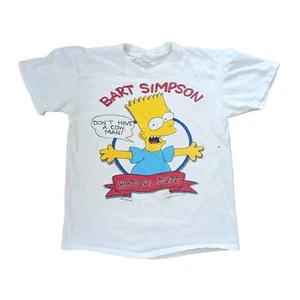 1989 Bart Simpson Radical Dude Don't Have Cow T-Shirt White Large Stedman USA  - Picture 1 of 24
