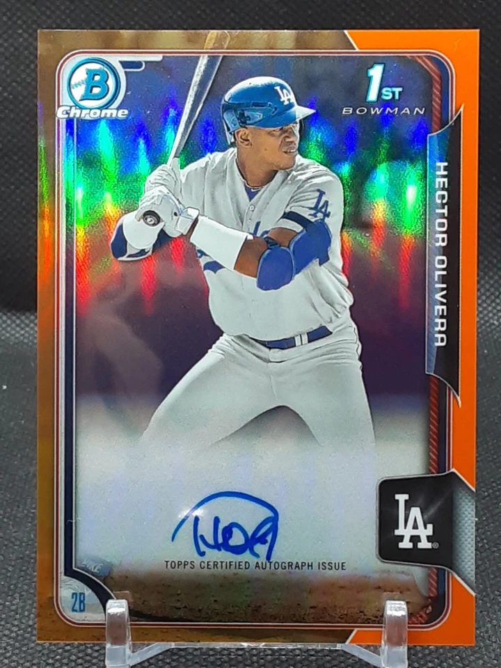 HECTOR OLIVERA 2015 BOWMAN CHROME ORANGE REFRACTOR AUTO RC #/25 BRAVES   - Image 1 of 1