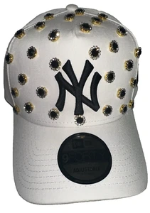 New York Yankees BLING Snapback White New Era 9FORTY Custom Rhinestone Hat - Picture 1 of 6