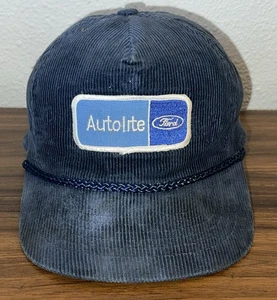 Vintage Ford Autolite Blue Corduroy Snapback Shop Baseball Hat. - Picture 1 of 7