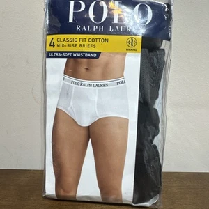 Polo Ralph Lauren Men's Mid-Rise Brief 4-Pack Underwear - Grey & Black - Small S - Picture 1 of 3