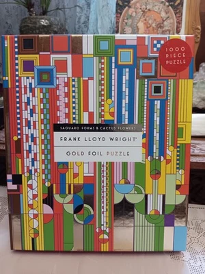 Frank Lloyd Wright lámina de oro 1000 piezas rompecabezas Saguaro & Cactus caja abierta Foto 1 de 2