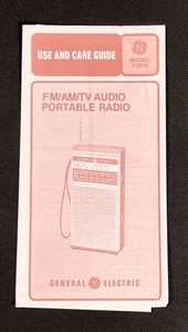 Radio Portátil General Electric GE FM/AM Audio Modelo 7-2924 Guía del Usuario De Colección - Imagen 1 de 6
