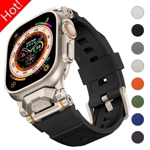 Cinturino lusso silicone + metallo per Apple Watch 10 9 8 7 6 Ultra 2 1 42/46/49 mm - Foto 1 di 104