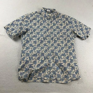 Reyn Spooner Shirt Mens Small Blue Floral Button Up Short Sleeves Lightweight - Picture 1 of 9