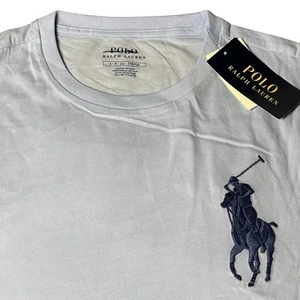 Neu mit Etikett Polo Ralph Lauren Herren blau einfarbig klassische Passform Rundhalsausschnitt großes Pony T-Shirt Small - Bild 1 von 8