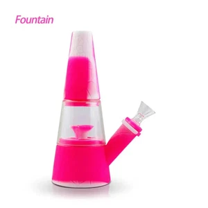 Waxmaid 7.87″ Fountain Silicone Glass Water  - PINK/WHITE - Picture 1 of 1