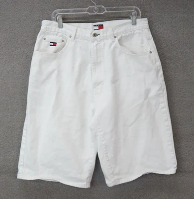 Pantalones Cortos Tommy Hilfiger De Colección Denim Logo Bandera Para Hombre Blanco Talla 34 Foto 1 de 4